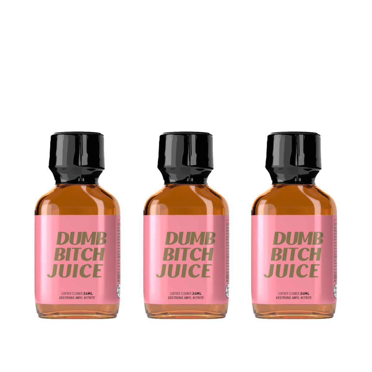 A triple pack of Dumb Bitch Juice Amyl Nitrite Poppers.